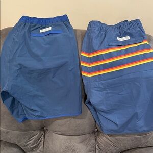 Fair Harbor Navy and Striped Swim Trunks